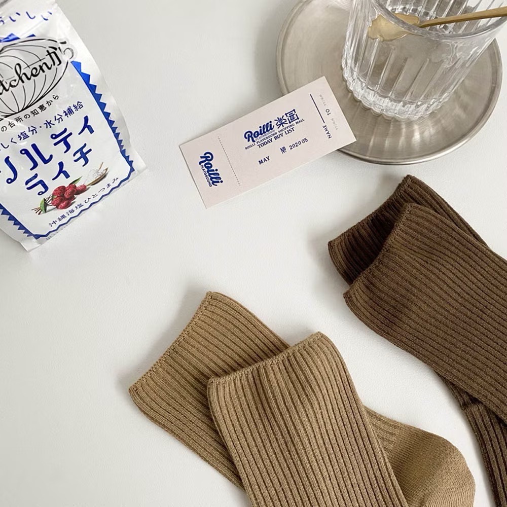 AHUA 超百搭！奶茶色調中筒襪 S0472 大地色系襪子 造型襪  堆堆襪 襪子推薦 純棉襪子 女襪 阿華有事嗎-細節圖6