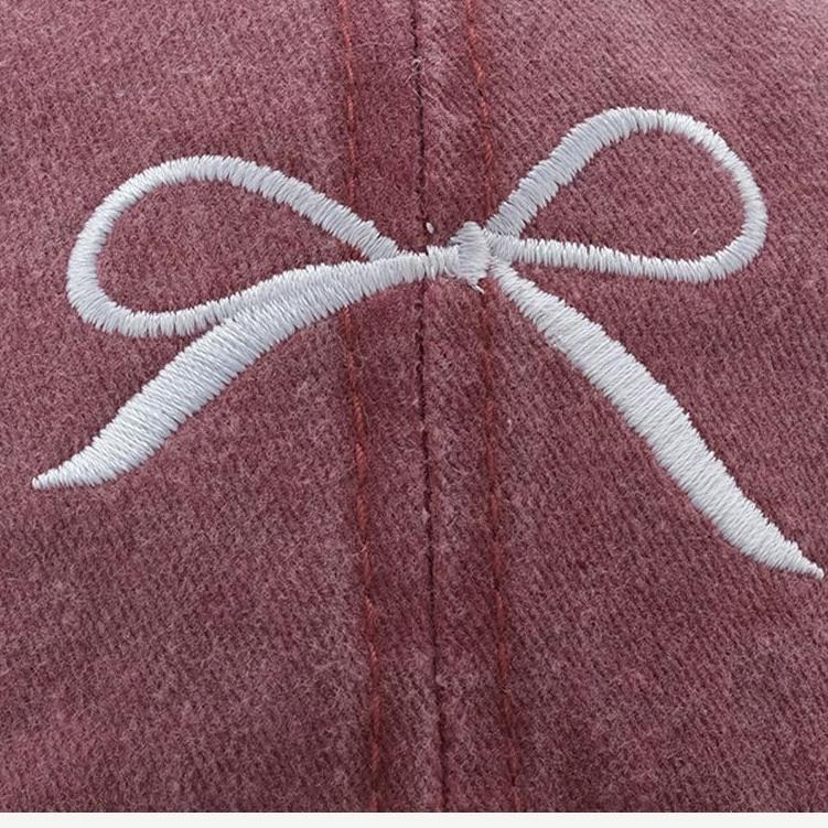 AHUA阿華有事嗎 蝴蝶結刺繡刷舊感棒球帽 H0069 簡約 百搭基本款帽子 老帽 遮陽帽 棒球帽-細節圖9