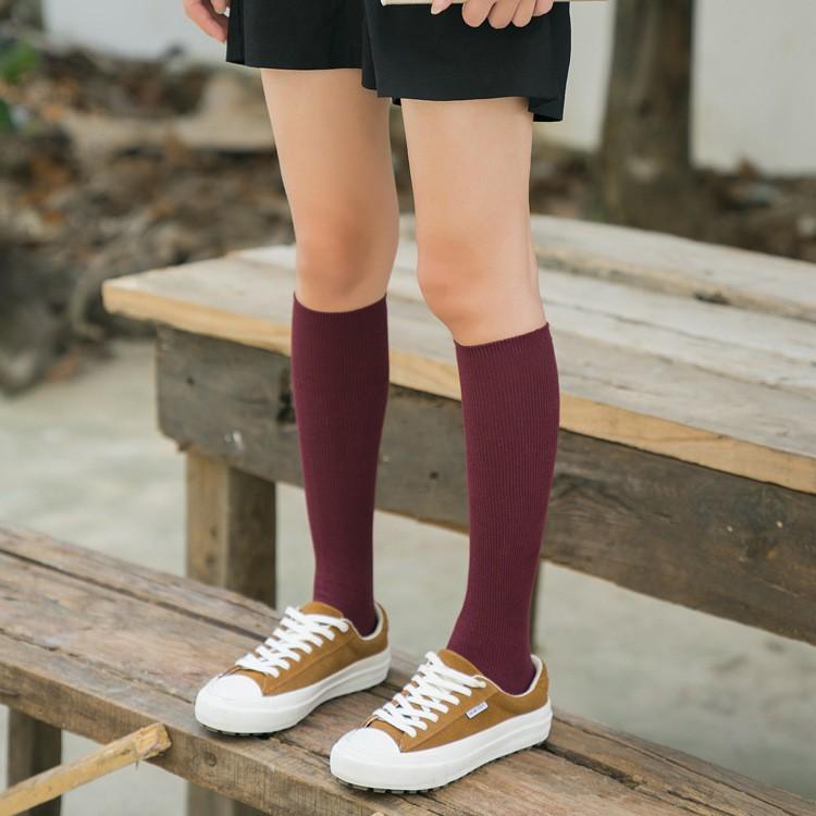 AHUA 日系襪子 純色百搭條紋膝下襪 S0331 長筒襪 女襪 女生襪子 學生襪 及膝襪 襪子推薦 阿華有事嗎-細節圖4
