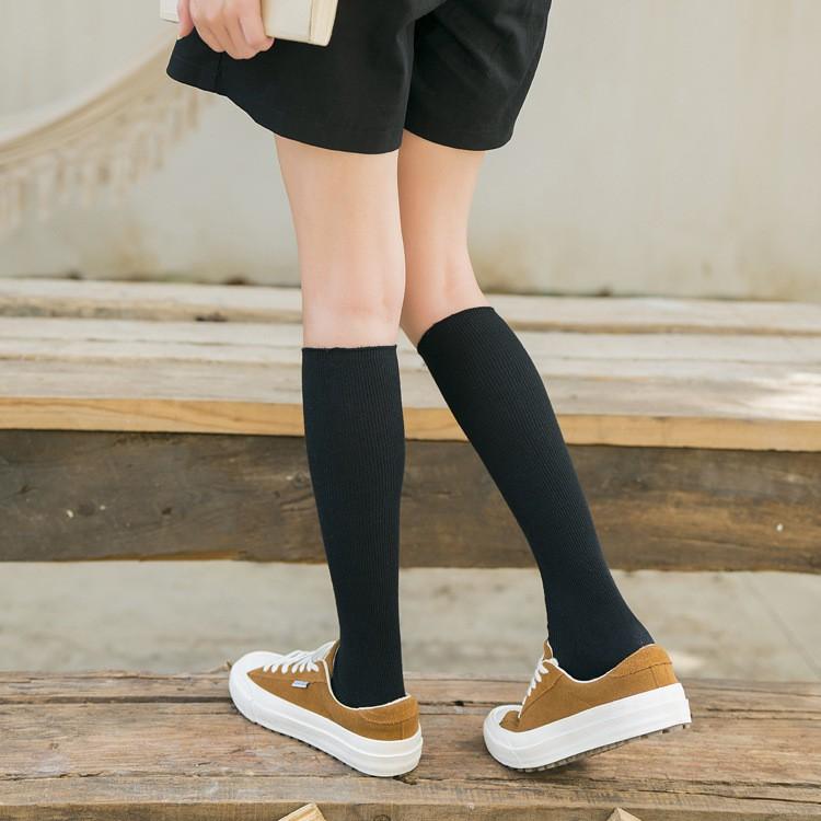 AHUA 日系襪子 純色百搭條紋膝下襪 S0331 長筒襪 女襪 女生襪子 學生襪 及膝襪 襪子推薦 阿華有事嗎-細節圖6