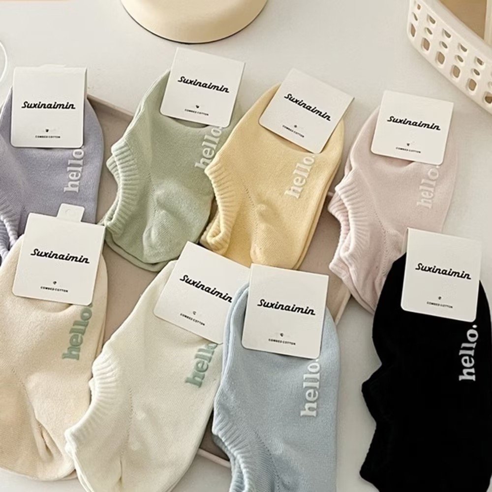 AHUA 日系襪子 純色腳底hello短襪 S0487 腳底止滑 純色襪子 女生短襪 女襪 襪子推薦 阿華有事嗎-細節圖3