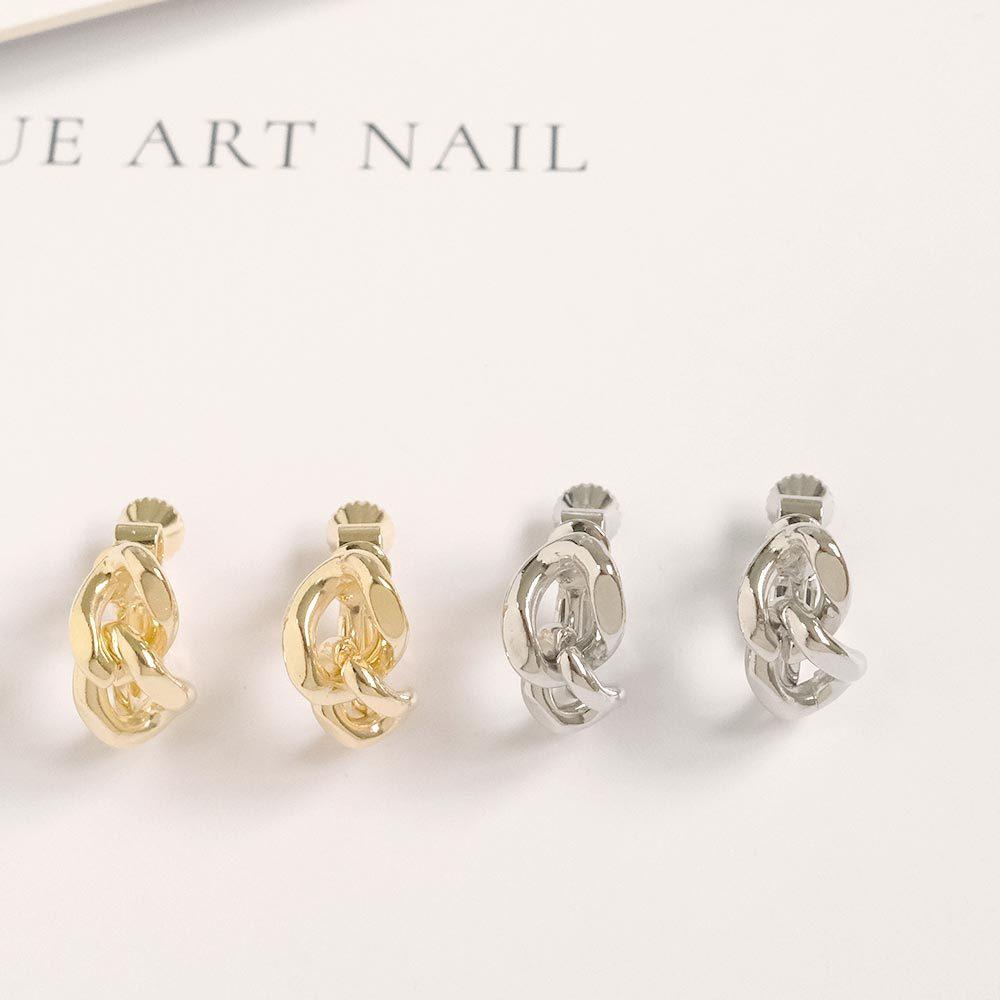 AHUA阿華有事嗎 鎖扣交織耳夾 A0876 正韓 Ins風 時尚 氣質 百搭 耳夾 無耳洞 基本款-細節圖3