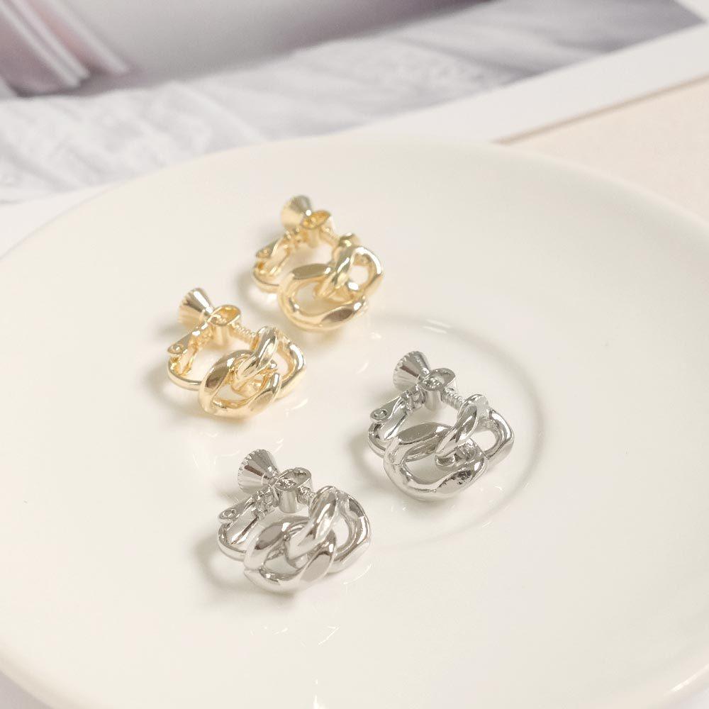 AHUA阿華有事嗎 鎖扣交織耳夾 A0876 正韓 Ins風 時尚 氣質 百搭 耳夾 無耳洞 基本款-細節圖6