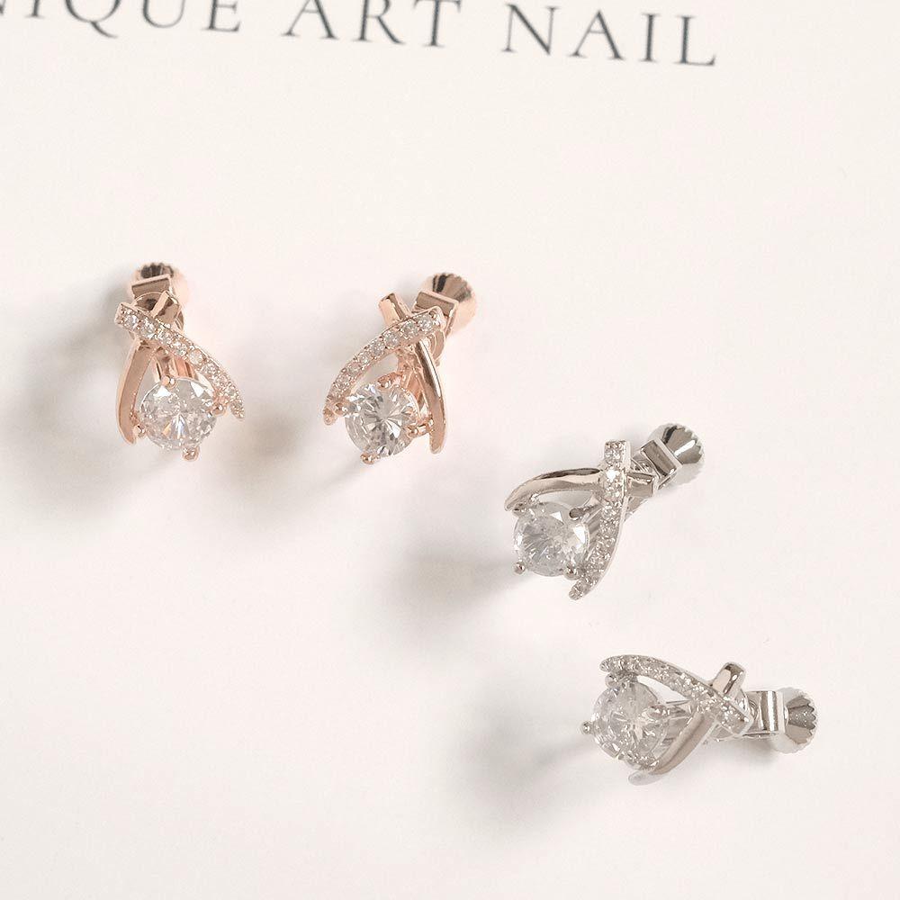 AHUA阿華有事嗎 大水鑽交叉耳夾 A0873 正韓 Ins風 時尚 氣質 百搭 耳夾 無耳洞 基本款-細節圖4