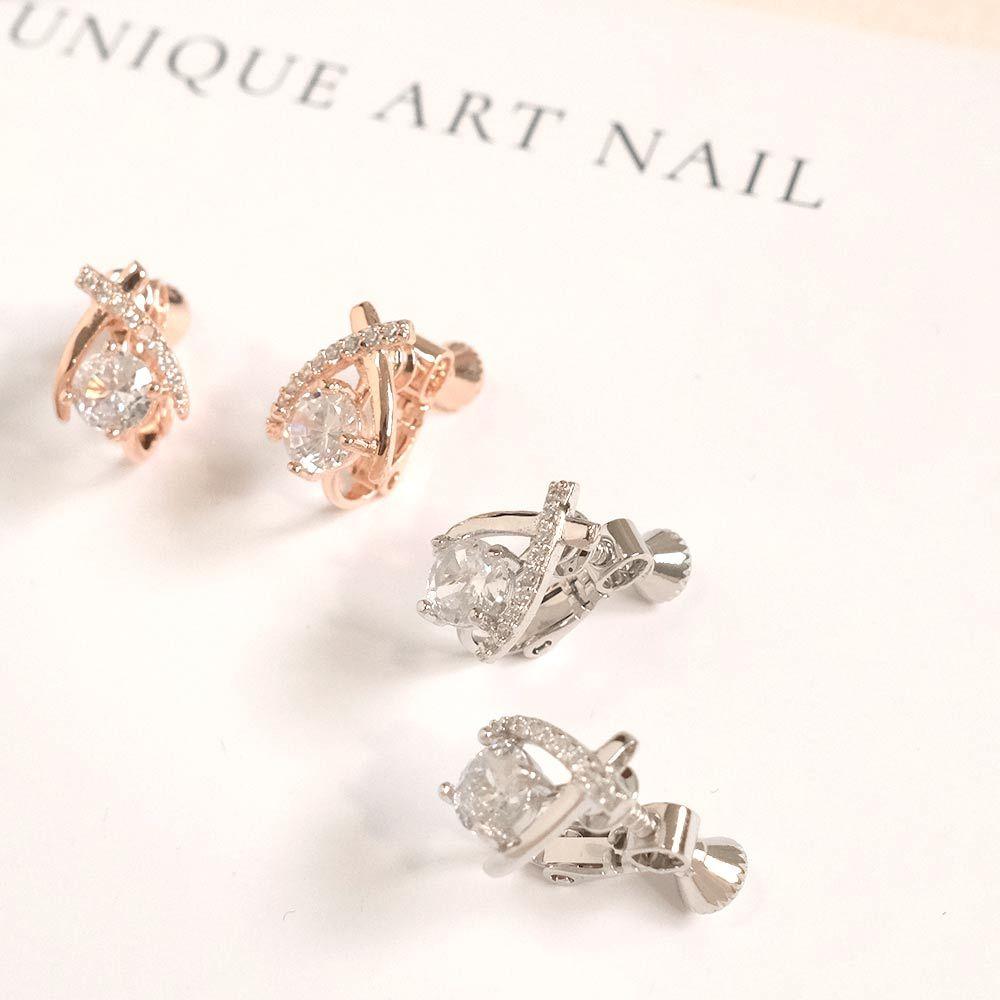 AHUA阿華有事嗎 大水鑽交叉耳夾 A0873 正韓 Ins風 時尚 氣質 百搭 耳夾 無耳洞 基本款-細節圖5