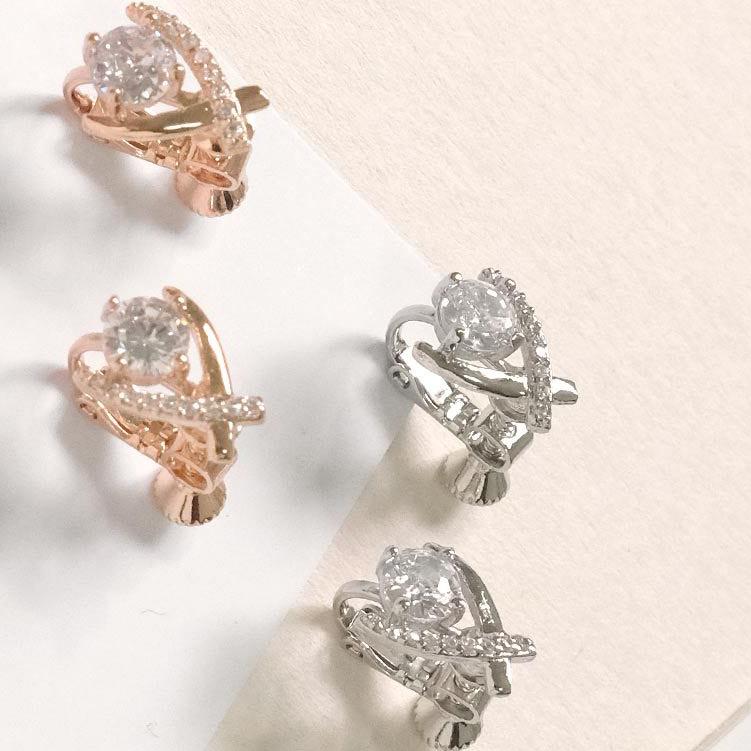 AHUA阿華有事嗎 大水鑽交叉耳夾 A0873 正韓 Ins風 時尚 氣質 百搭 耳夾 無耳洞 基本款-細節圖6