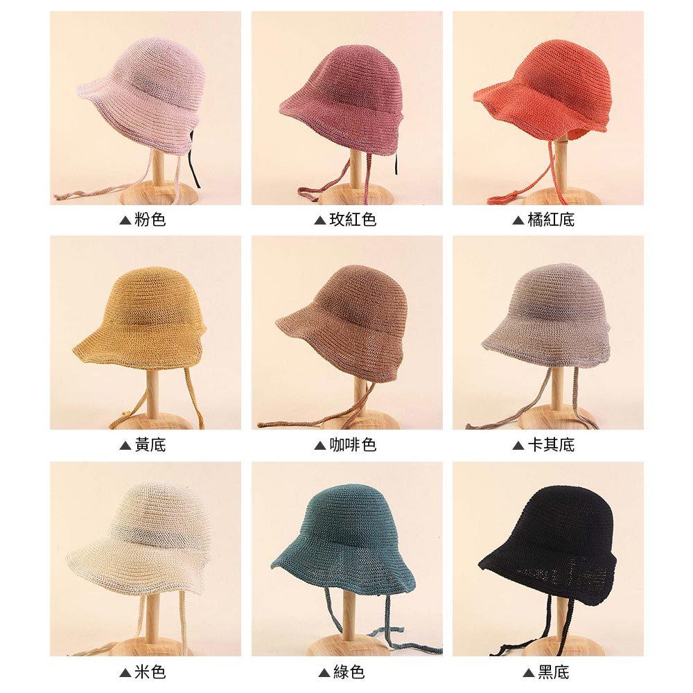 AHUA阿華有事嗎 純色編織系繩草帽 H0068 簡約 百搭基本款帽子 草帽 遮陽帽-細節圖2