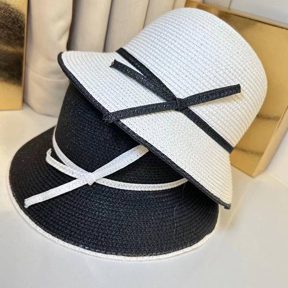 AHUA阿華有事嗎 氣質撞色打結線條編織草帽 H0067 簡約 百搭基本款帽子 草帽 遮陽帽-細節圖5