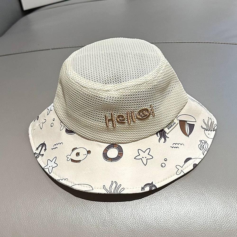 AHUA阿華有事嗎 兒童網眼刺繡hello拼接卡通感漁夫帽 H0066 簡約 百搭基本款帽子 漁夫帽 遮陽帽 童帽-細節圖9
