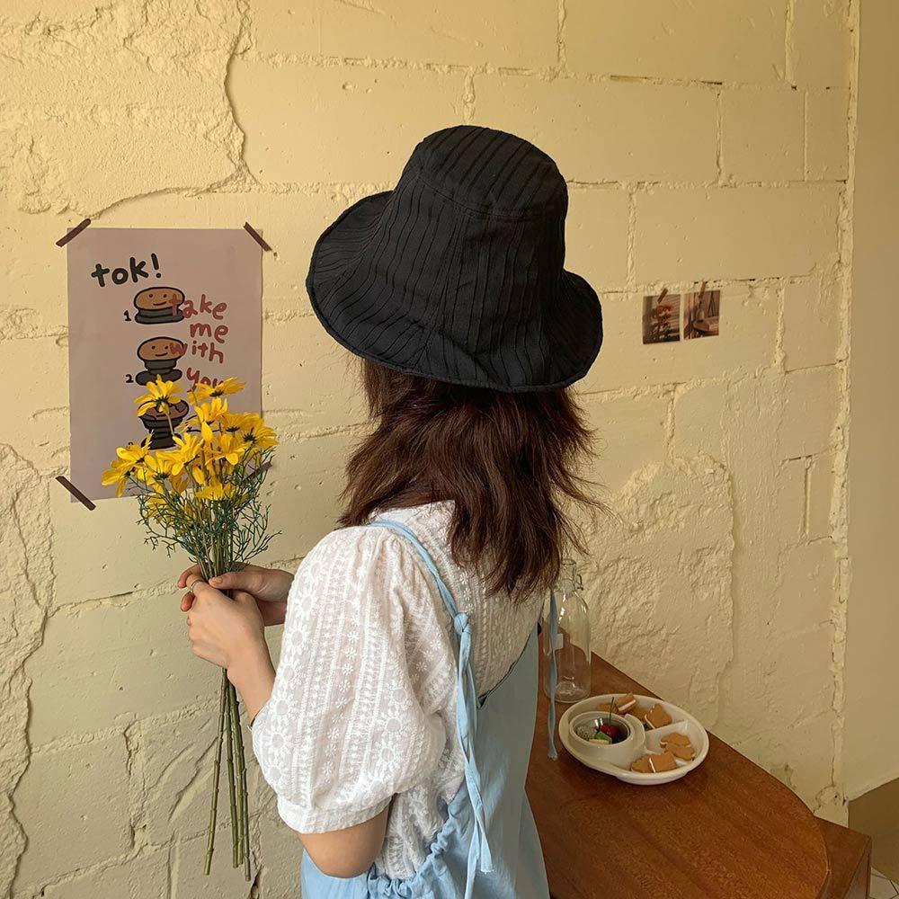 AHUA阿華有事嗎 純色線條壓紋漁夫帽 H0065 簡約 百搭基本款帽子 漁夫帽 遮陽帽-細節圖8