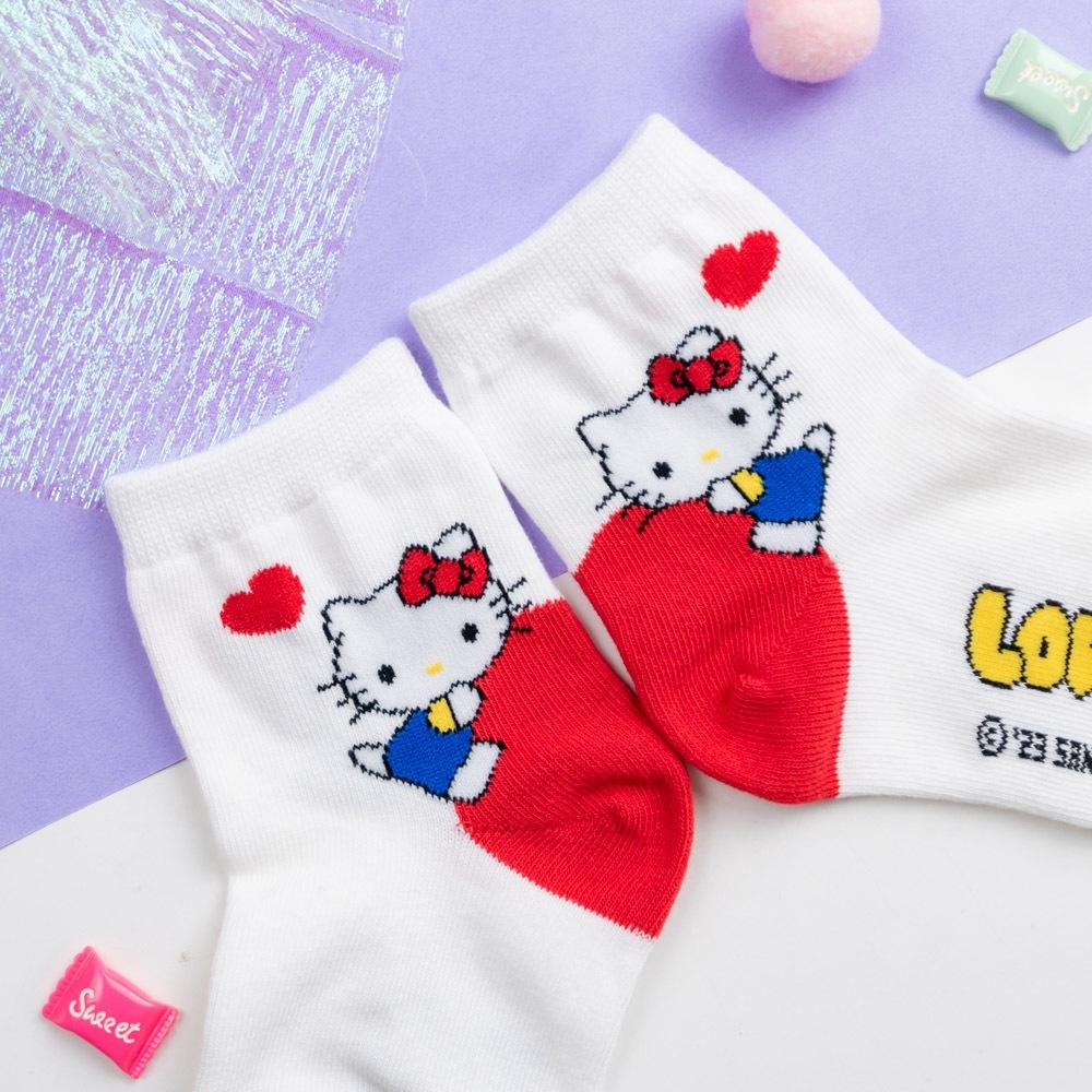 AHUA 韓國童襪 童三麗鷗擁抱愛心中筒襪 KCD0034 酷洛米 正韓純棉襪 女童男襪 兒童上學必備襪子 阿華有事嗎-細節圖8