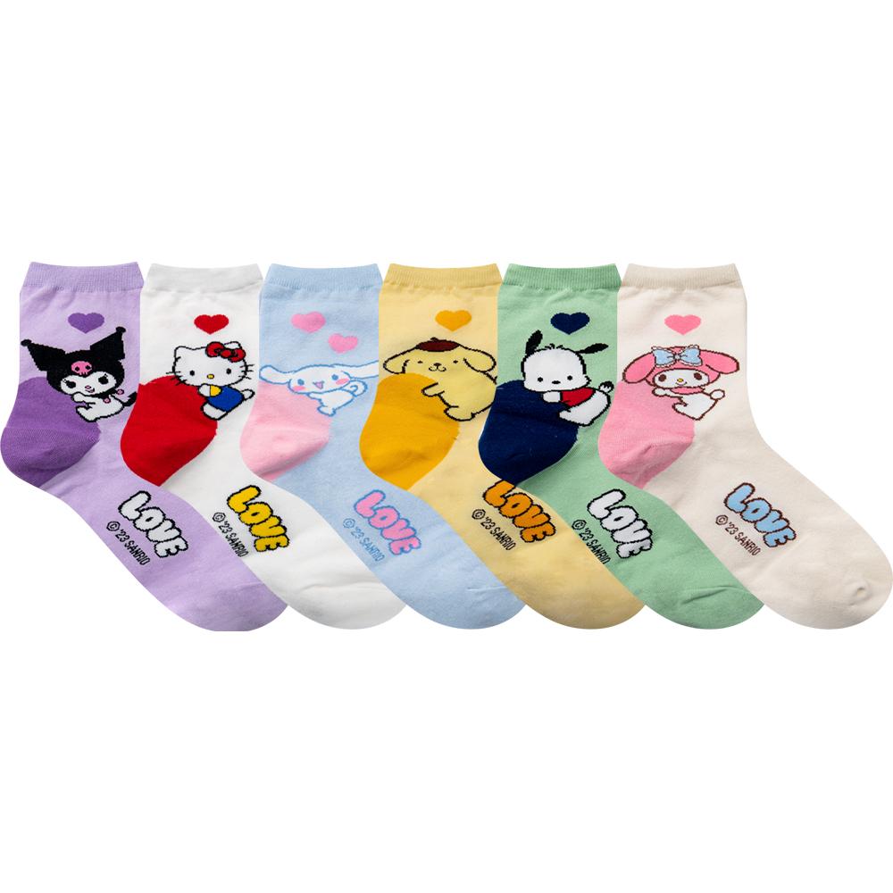 AHUA 韓國童襪 童三麗鷗擁抱愛心中筒襪 KCD0034 酷洛米 正韓純棉襪 女童男襪 兒童上學必備襪子 阿華有事嗎-細節圖9