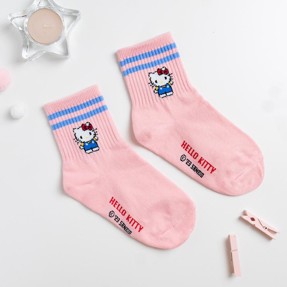 AHUA 韓國卡通童襪 三麗鷗雙條紋兒童中筒襪 兒童襪子 正韓童襪 酷洛米 造型童襪 KCD0033 阿華有事嗎-細節圖7