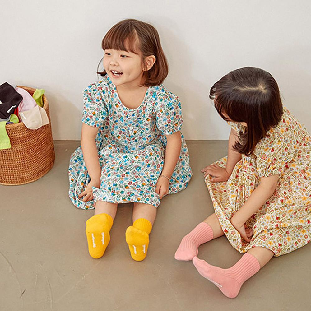 AHUA 韓國童襪 純色條紋兒童中筒襪 童襪 KCD0027  腳底止滑 女童襪 男童襪 純棉襪 素色童襪 阿華有事-細節圖7