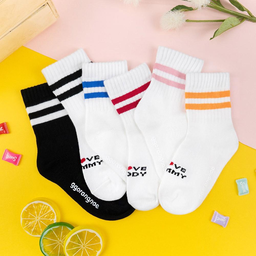 AHUA阿華有事嗎 韓國童襪  I love mommy daddy中筒AB襪 KCD0026 孩童上學必備 百搭純棉襪-細節圖3