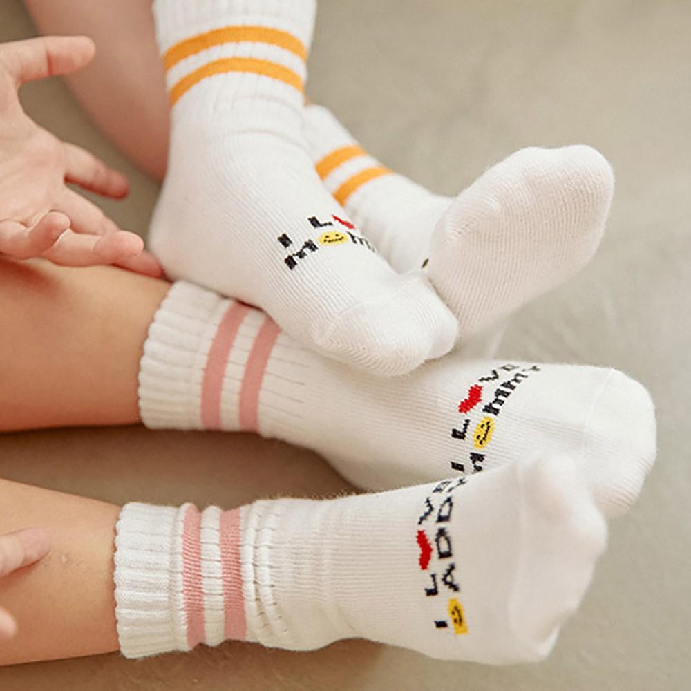 AHUA阿華有事嗎 韓國童襪  I love mommy daddy中筒AB襪 KCD0026 孩童上學必備 百搭純棉襪-細節圖7