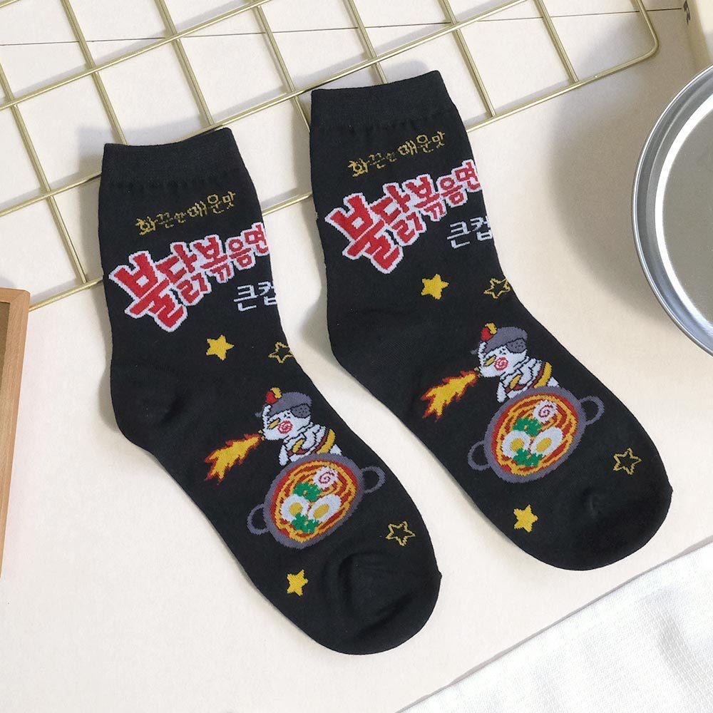 AHUA阿華有事嗎 經典火雞麵口味中筒襪 K2270 正韓襪子 百搭純棉襪 韓妞必備 少女襪-細節圖9