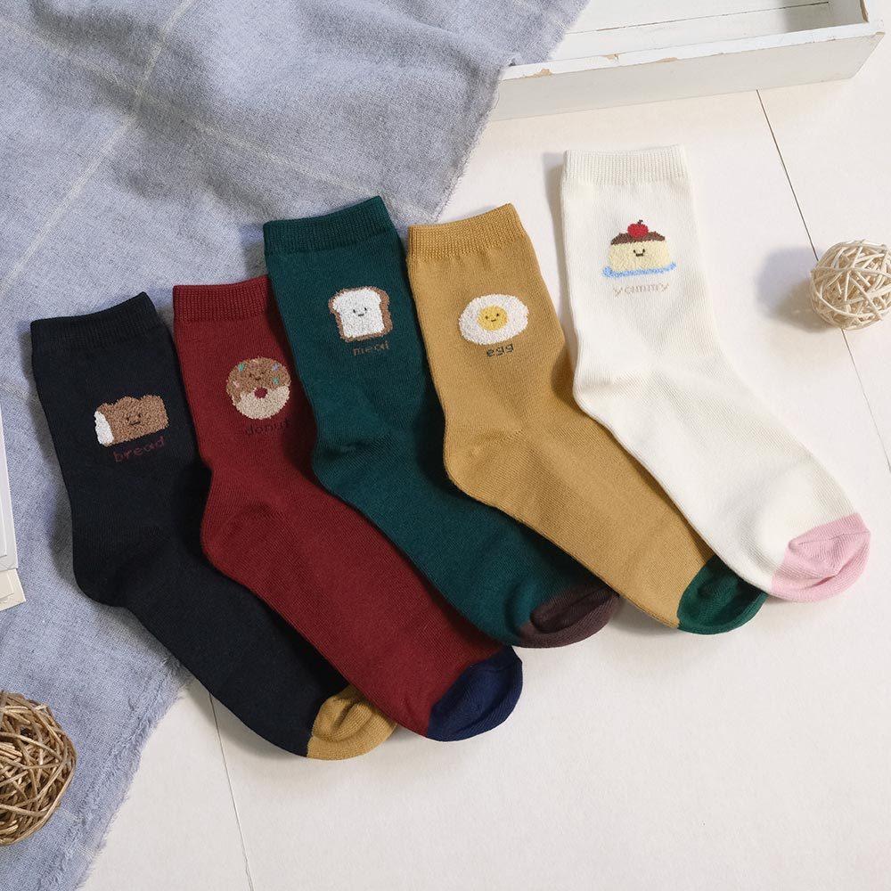 AHUA阿華有事嗎 立體毛毛可愛表情食物拼色中筒襪 K2265 正韓襪子 百搭純棉襪 韓妞必備 少女襪-細節圖3