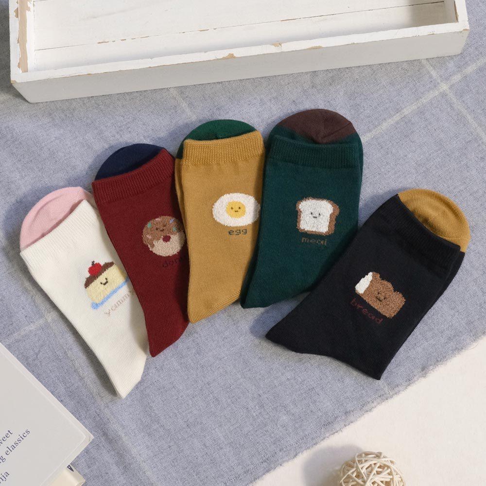 AHUA阿華有事嗎 立體毛毛可愛表情食物拼色中筒襪 K2265 正韓襪子 百搭純棉襪 韓妞必備 少女襪-細節圖4