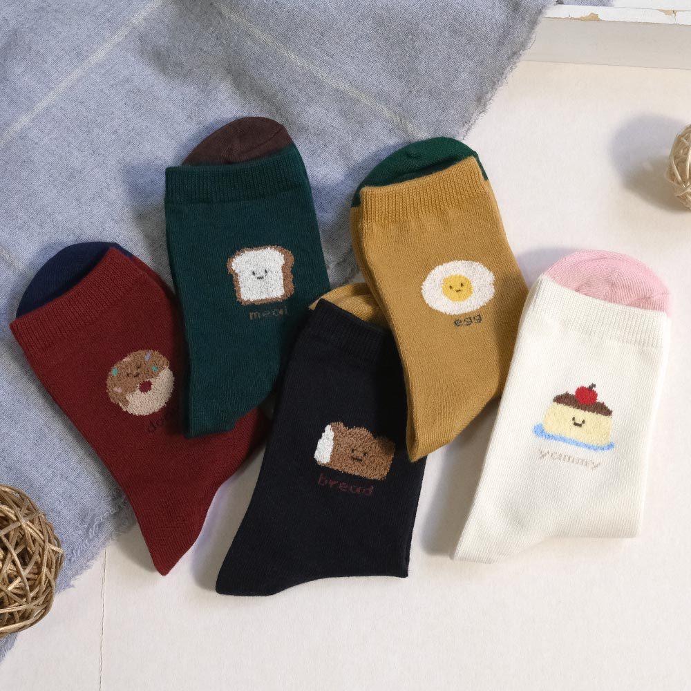 AHUA阿華有事嗎 立體毛毛可愛表情食物拼色中筒襪 K2265 正韓襪子 百搭純棉襪 韓妞必備 少女襪-細節圖5