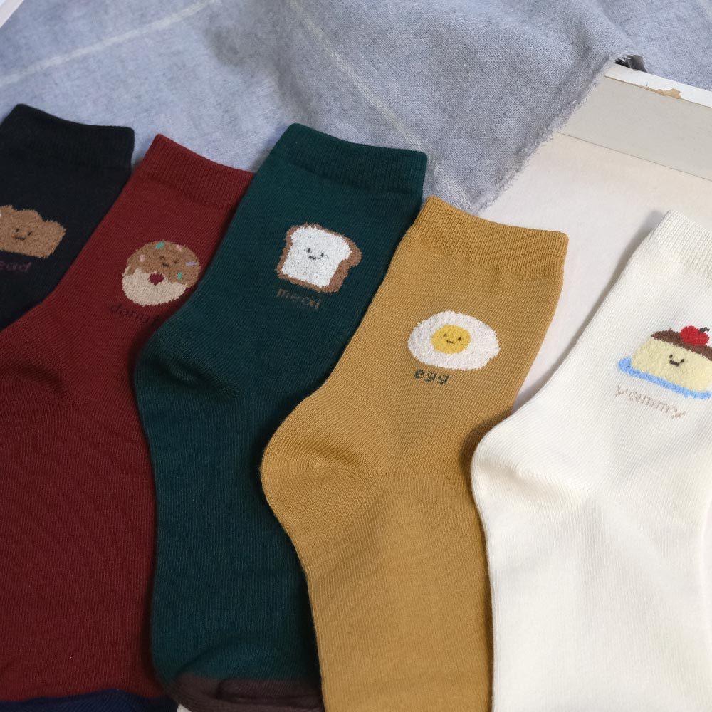 AHUA阿華有事嗎 立體毛毛可愛表情食物拼色中筒襪 K2265 正韓襪子 百搭純棉襪 韓妞必備 少女襪-細節圖6