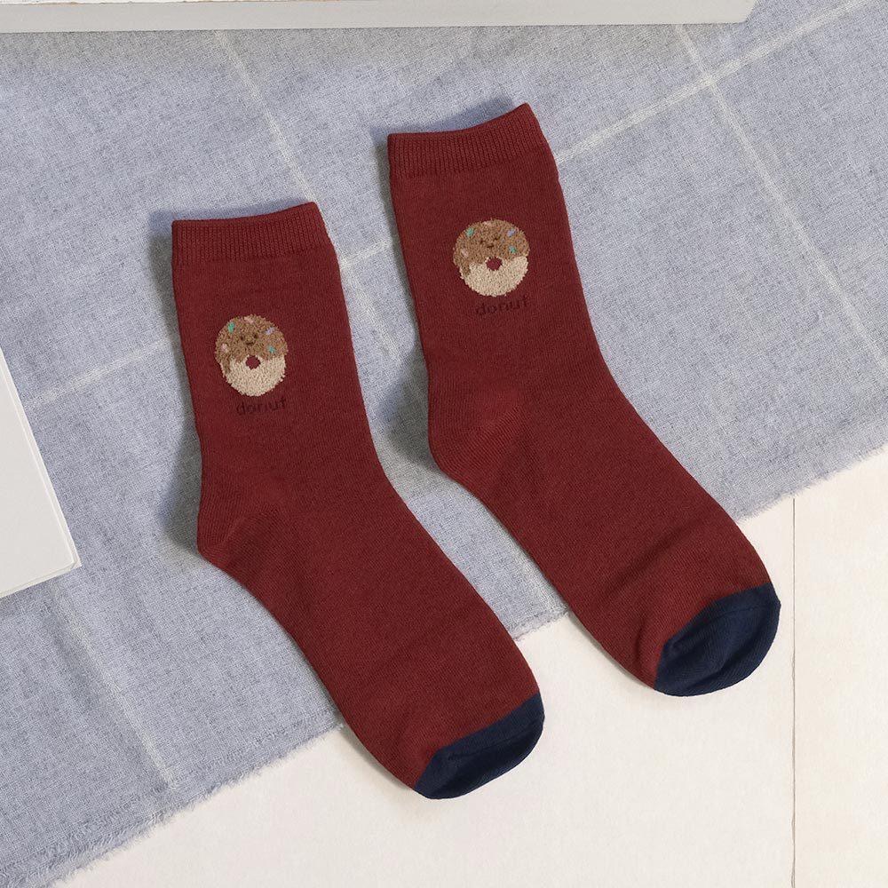 AHUA阿華有事嗎 立體毛毛可愛表情食物拼色中筒襪 K2265 正韓襪子 百搭純棉襪 韓妞必備 少女襪-細節圖8