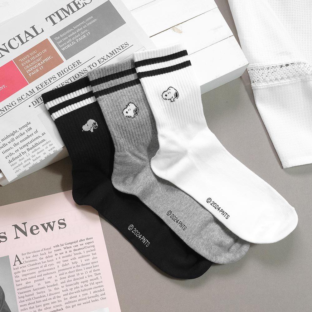 AHUA阿華有事嗎 史努比雙條紋小頭男生中筒襪 K2241 型男必備 百搭純棉襪 正韓襪子 男襪 阿華有事嗎-細節圖3