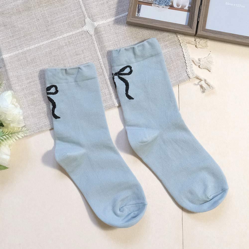 AHUA阿華有事嗎 腳後跟微金蔥優雅蝴蝶結中筒襪 K2202 正韓襪子 百搭純棉襪 韓妞必備 少女襪-細節圖8