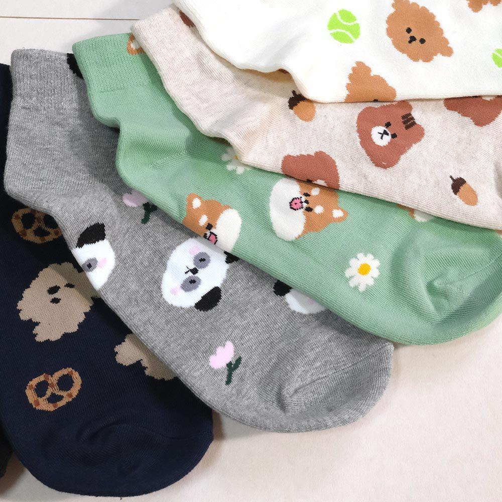 AHUA阿華有事嗎 滿版動物小頭花花點心短襪 K2171 正韓襪子 百搭純棉襪 韓妞必備 少女襪-細節圖4
