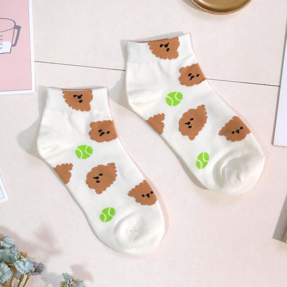 AHUA阿華有事嗎 滿版動物小頭花花點心短襪 K2171 正韓襪子 百搭純棉襪 韓妞必備 少女襪-細節圖6