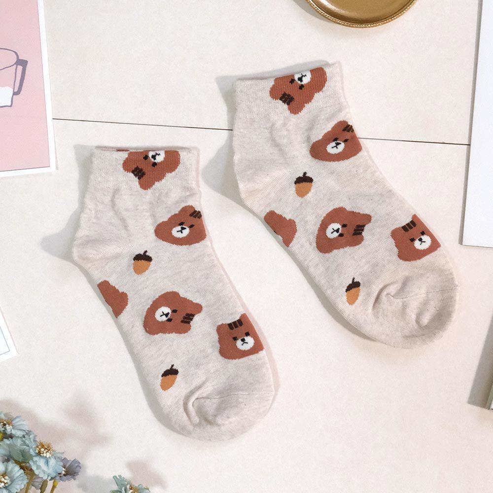 AHUA阿華有事嗎 滿版動物小頭花花點心短襪 K2171 正韓襪子 百搭純棉襪 韓妞必備 少女襪-細節圖7