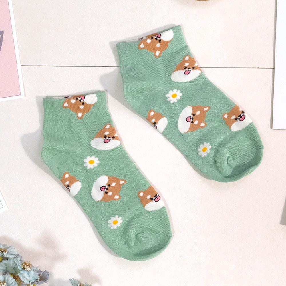 AHUA阿華有事嗎 滿版動物小頭花花點心短襪 K2171 正韓襪子 百搭純棉襪 韓妞必備 少女襪-細節圖8