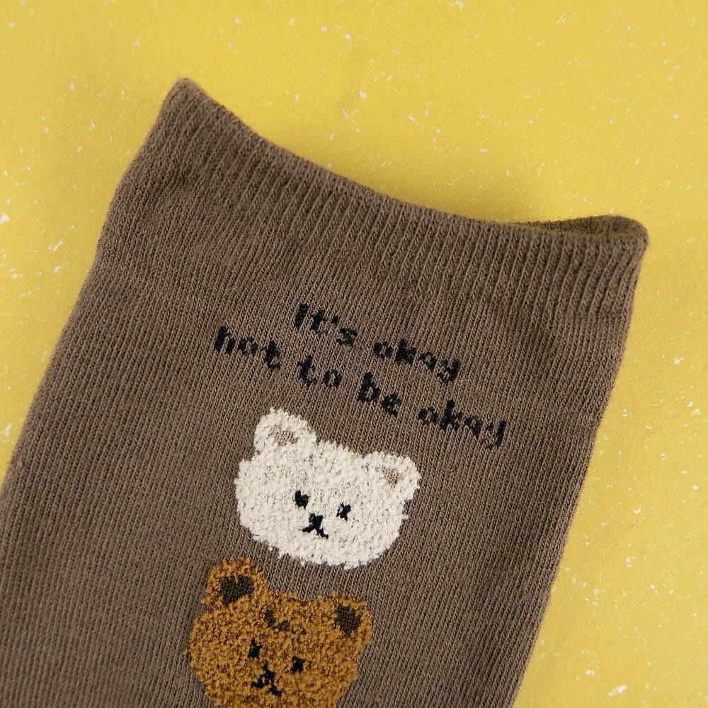 AUHA 韓國襪子 襪口字句三隻毛毛熊中筒襪 K1288 女襪 正韓襪子 襪子推薦 純棉襪 阿華有事嗎-細節圖8