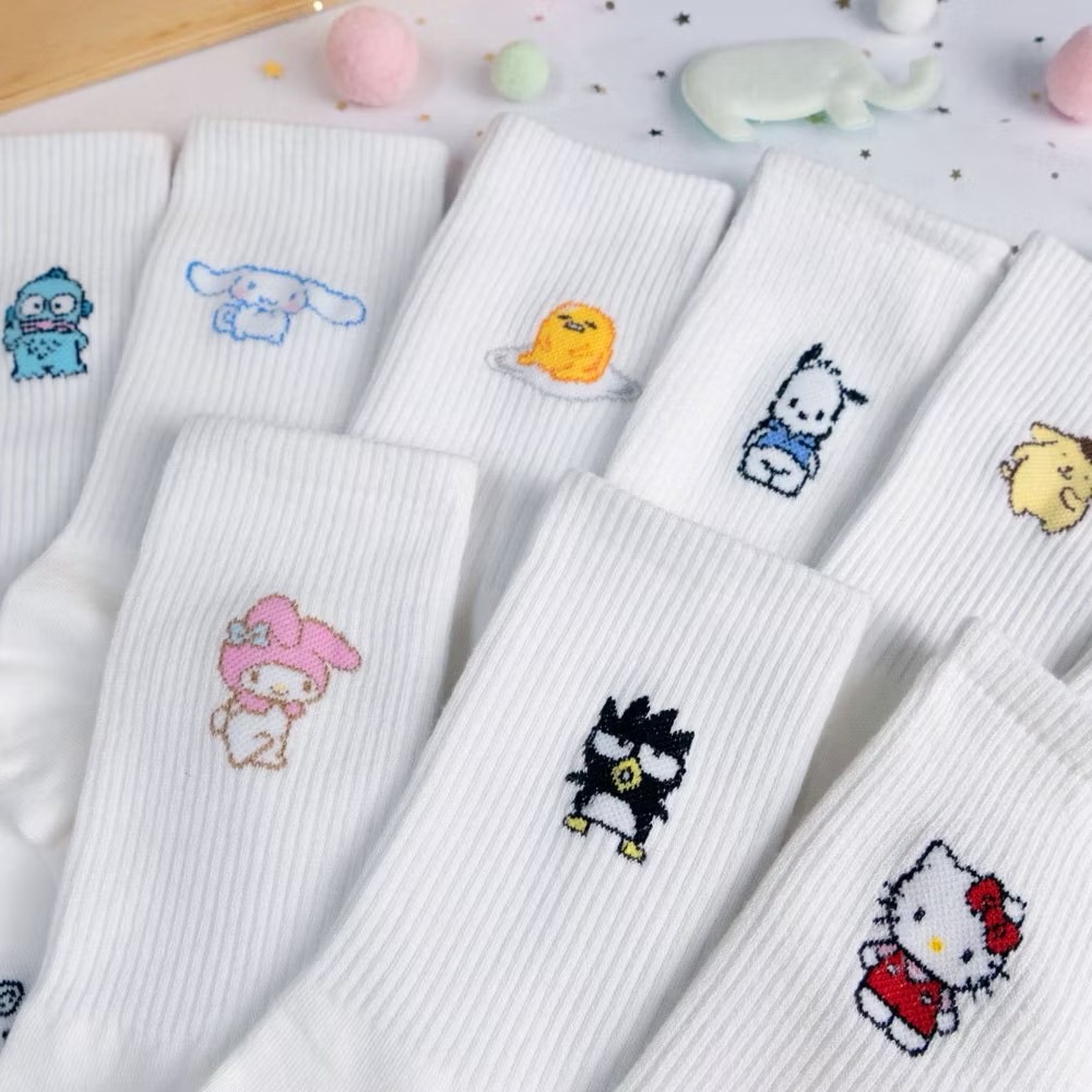 AHUA阿華有事嗎 三麗鷗迷你全身人物坑條襪口中筒襪 K2287 正韓襪子 百搭純棉襪 韓妞必備 少女襪-細節圖4