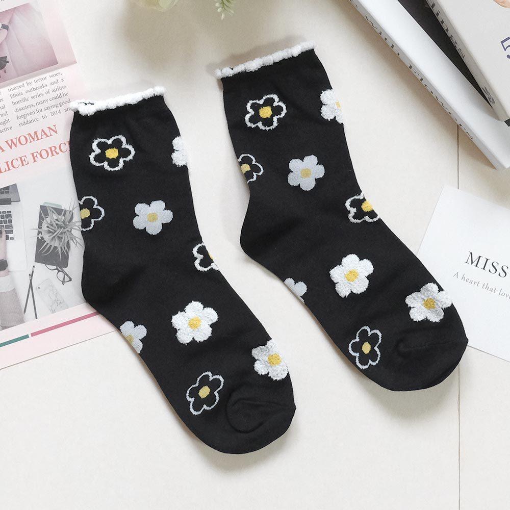 AHUA 立體毛毛花花中筒襪 女生襪子 正韓襪子 春夏穿搭 花花襪子 純棉襪 學生襪 襪子推薦 K2218 阿華有事嗎-細節圖9