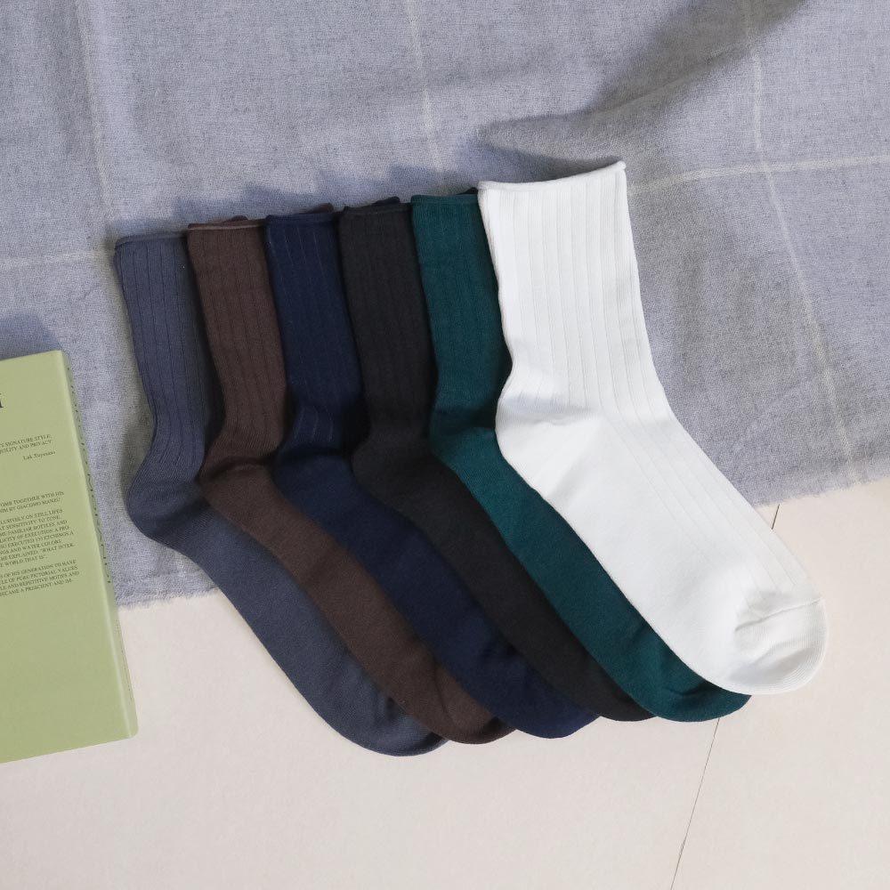 AHUA阿華有事嗎 純色無痕捲邊坑條男生中筒襪 男襪 K2269 型男必備 百搭純棉襪 正韓襪子 男襪 阿華有事嗎-細節圖3