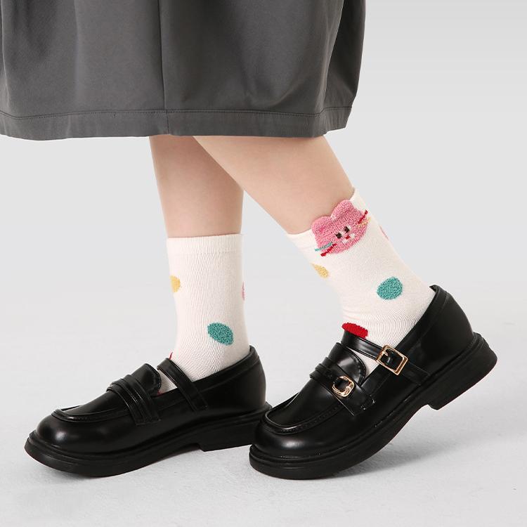 AHUA阿華有事嗎 童立體小動物條紋波點中筒襪(五雙組) SCD0016 童襪 兒童中筒襪 百搭純棉襪 可愛 阿華有事嗎-細節圖3