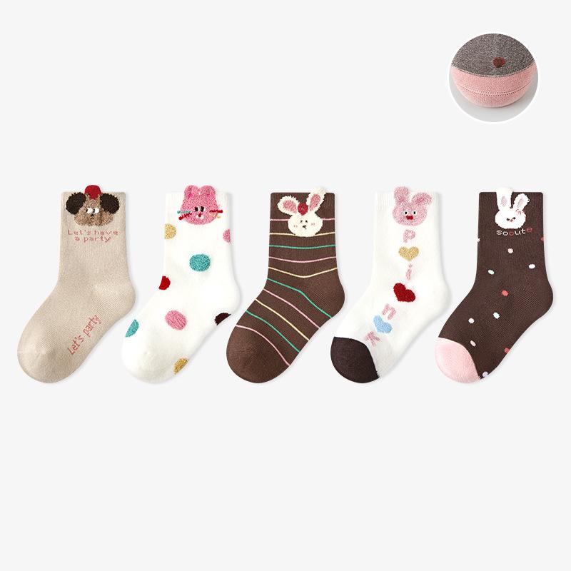 AHUA阿華有事嗎 童立體小動物條紋波點中筒襪(五雙組) SCD0016 童襪 兒童中筒襪 百搭純棉襪 可愛 阿華有事嗎-細節圖8