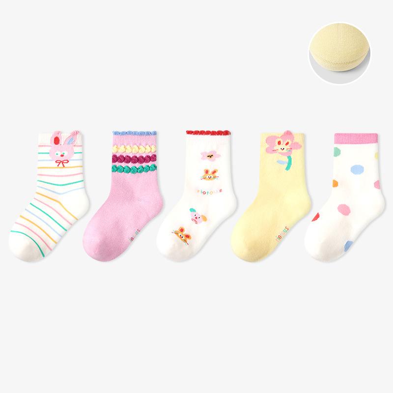 AHUA阿華有事嗎 童立體小動物條紋波點中筒襪(五雙組) SCD0016 童襪 兒童中筒襪 百搭純棉襪 可愛 阿華有事嗎-細節圖9