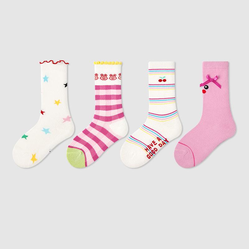 AHUA阿華有事嗎 童卡通動物字母條紋中筒襪(四雙組) SCD0015 童襪 兒童中筒襪 百搭純棉襪 可愛襪 阿華有事嗎-細節圖8