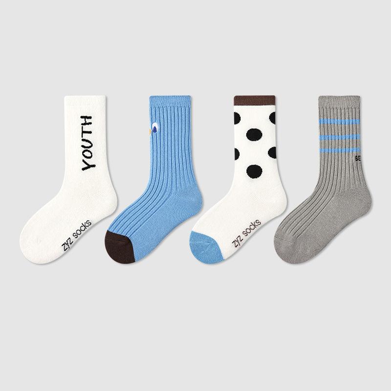 AHUA阿華有事嗎 童卡通動物字母條紋中筒襪(四雙組) SCD0015 童襪 兒童中筒襪 百搭純棉襪 可愛襪 阿華有事嗎-細節圖9