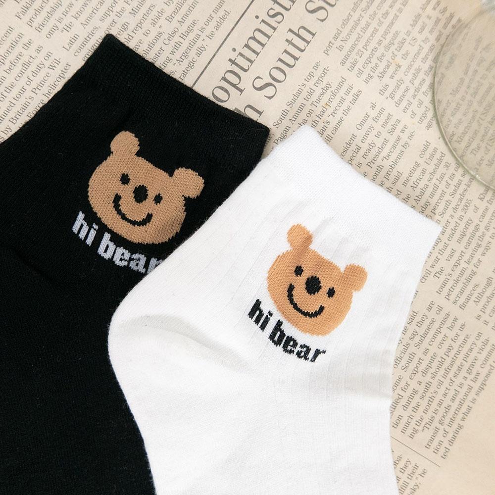 AUHA 韓國襪子 呆萌小熊條紋中短襪 女生襪子 女襪 K1463 可愛 動物 短襪 女襪 純棉 韓妞必備 阿華有事嗎-細節圖6