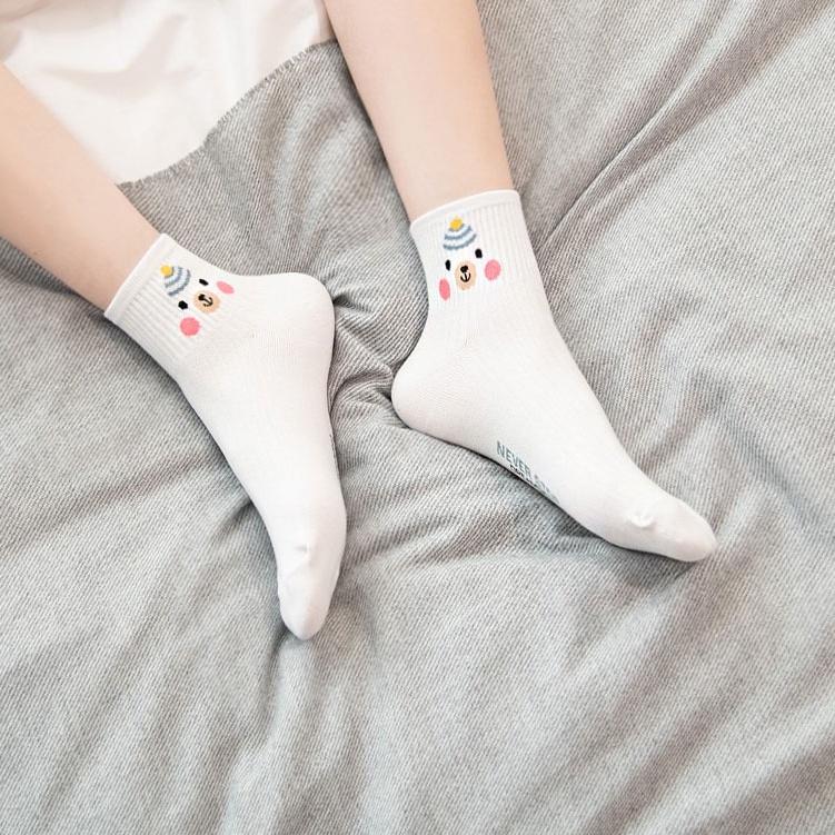 AUHA 韓國襪子 呆萌小熊條紋中短襪 女生襪子 女襪 K1463 可愛 動物 短襪 女襪 純棉 韓妞必備 阿華有事嗎-細節圖9