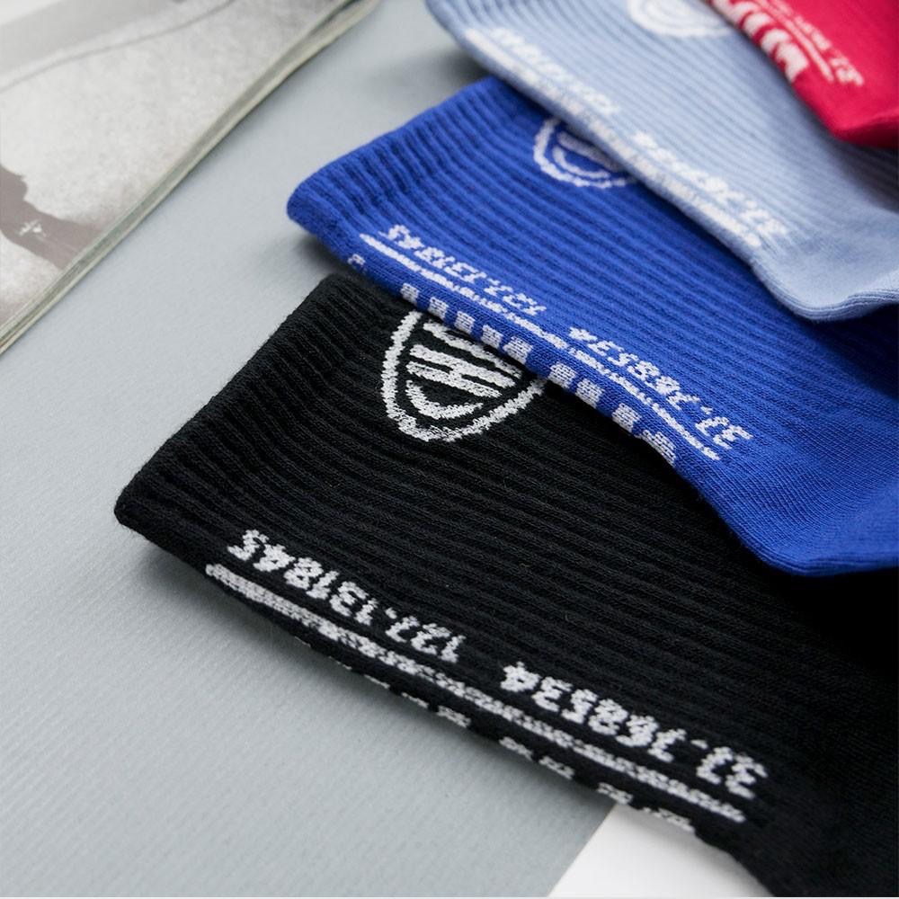 AHUA 韓國襪子 彩底標籤後跟英文中筒襪 男襪 男生襪子 正韓男襪 襪子推薦 純棉襪 素色襪子 K0736 阿華有事嗎-細節圖9