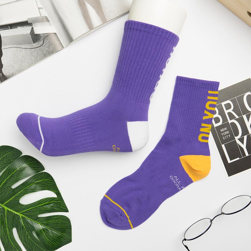 AHUA 韓國襪子 腳後文字中筒AB襪 K0544 女襪 中筒襪 襪子推薦 不對稱襪子 純棉襪 阿華有事嗎-細節圖9