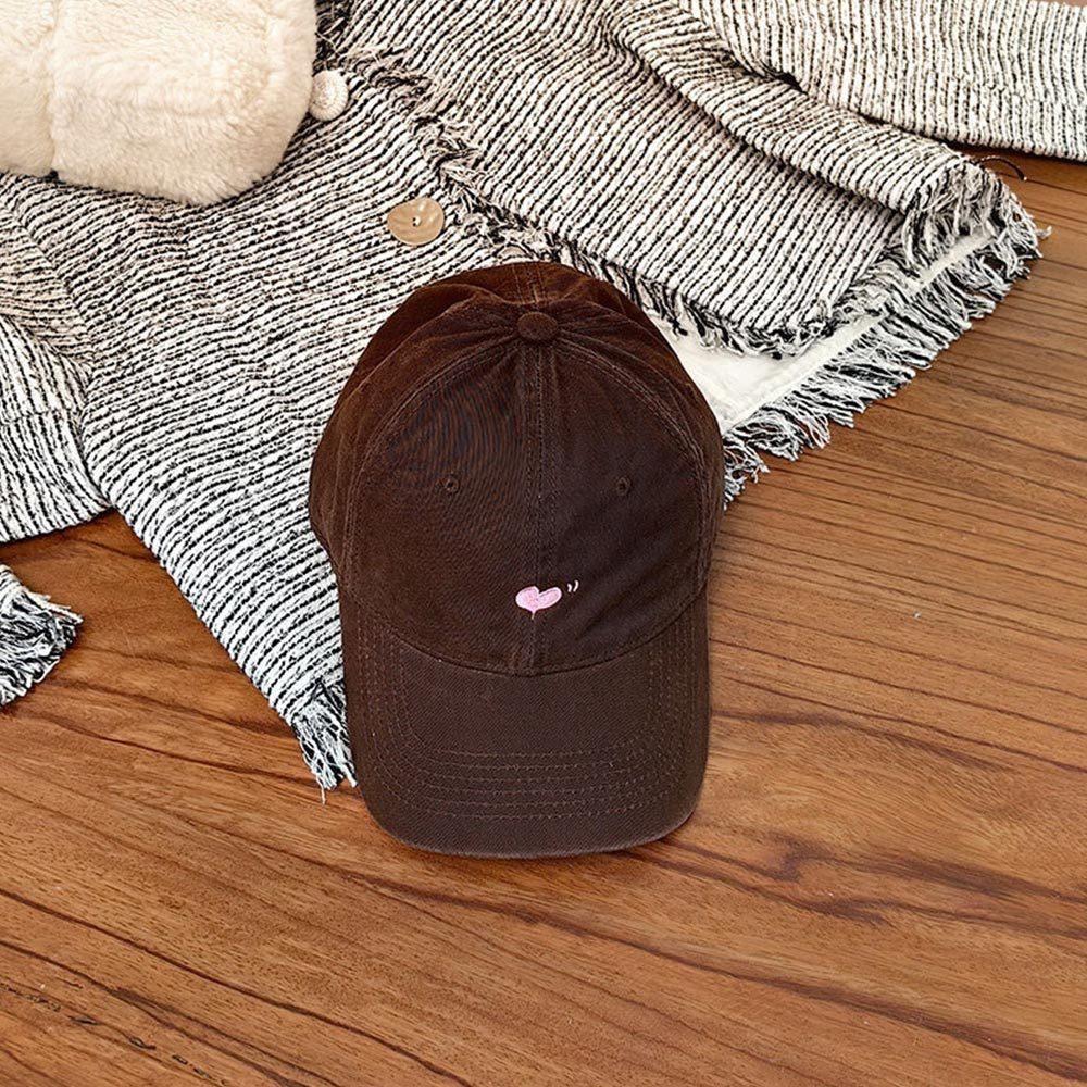 AHUA阿華有事嗎 愛心刺繡純色棒球帽 H0070 簡約 百搭基本款帽子 老帽 遮陽帽 棒球帽-細節圖7