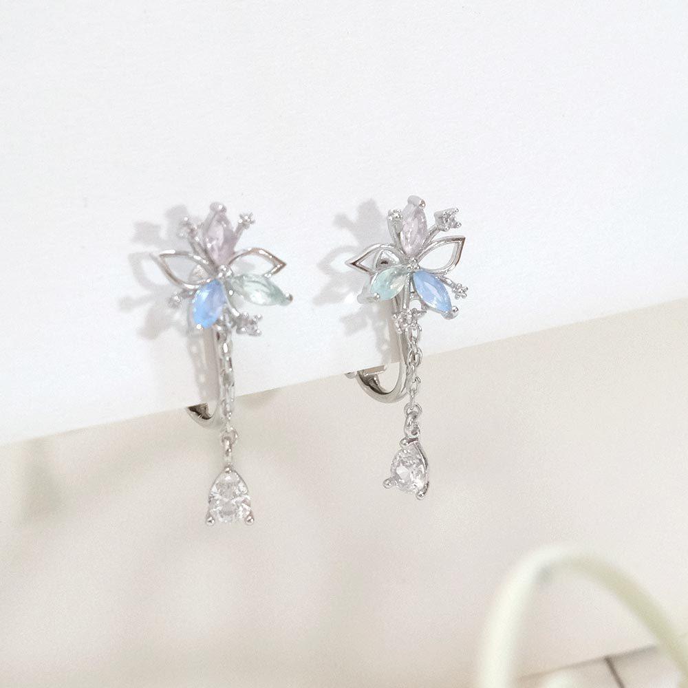 AHUA阿華有事嗎 五葉花彩鑽耳夾 A0866 正韓 Ins風 時尚 氣質 百搭 耳夾 無耳洞 基本款-細節圖3