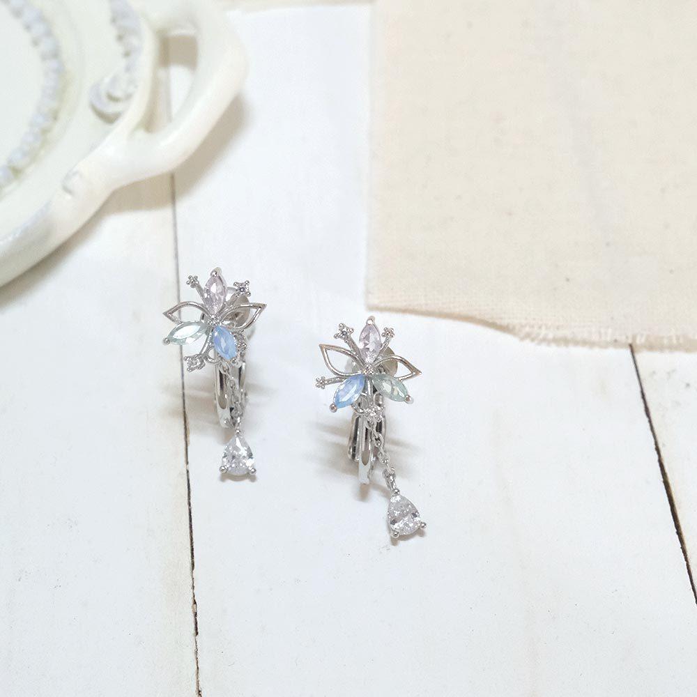 AHUA阿華有事嗎 五葉花彩鑽耳夾 A0866 正韓 Ins風 時尚 氣質 百搭 耳夾 無耳洞 基本款-細節圖4