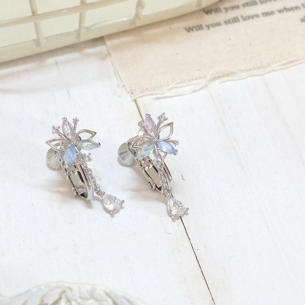 AHUA阿華有事嗎 五葉花彩鑽耳夾 A0866 正韓 Ins風 時尚 氣質 百搭 耳夾 無耳洞 基本款-細節圖5