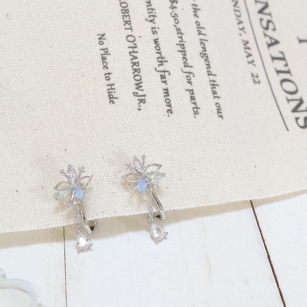 AHUA阿華有事嗎 五葉花彩鑽耳夾 A0866 正韓 Ins風 時尚 氣質 百搭 耳夾 無耳洞 基本款-細節圖8